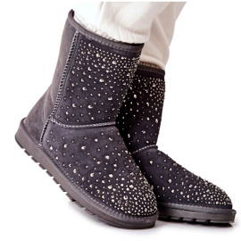 Mukluki Ocieplane Z Dżetami Szare Mariella srebrny