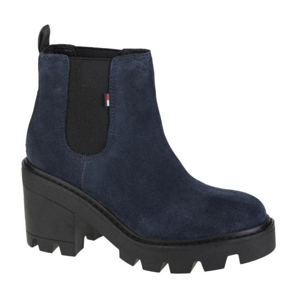 Buty Tommy Hilfiger Essential Suede Mid Heel Boot W EN0EN01093-C87 granatowe