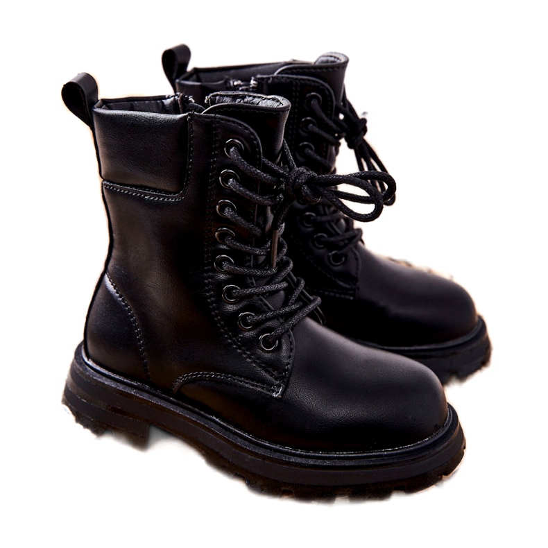 FR1 Klasyczne Dziecięce Botki Na Suwak Czarne Clarika