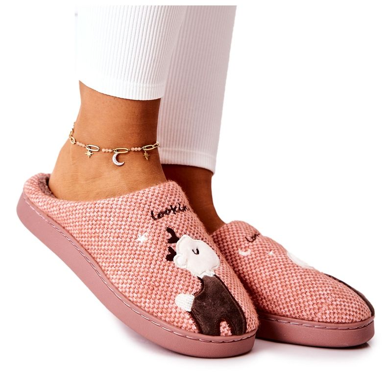 WJ1 Papcie Ocieplane Renifer Ciemnoróżowe Jilly brązowe