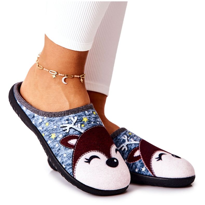 Papcie Ocieplane Renifer Niebieskie Taffy