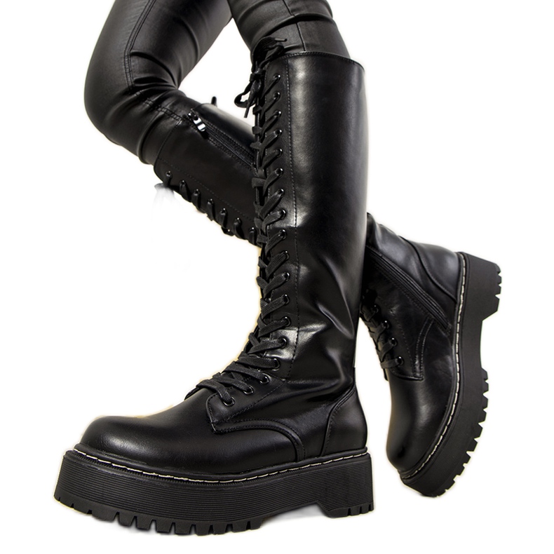 Czarne kozaki ocieplane damskie Patino