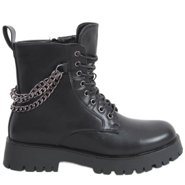 Botki glany z łańcuszkami Tokio Black czarne