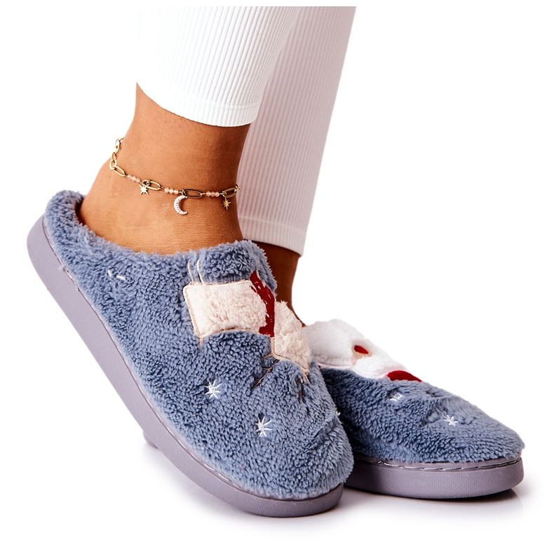 WJ1 Papcie Świąteczne Mikołaj I Renifer Szare