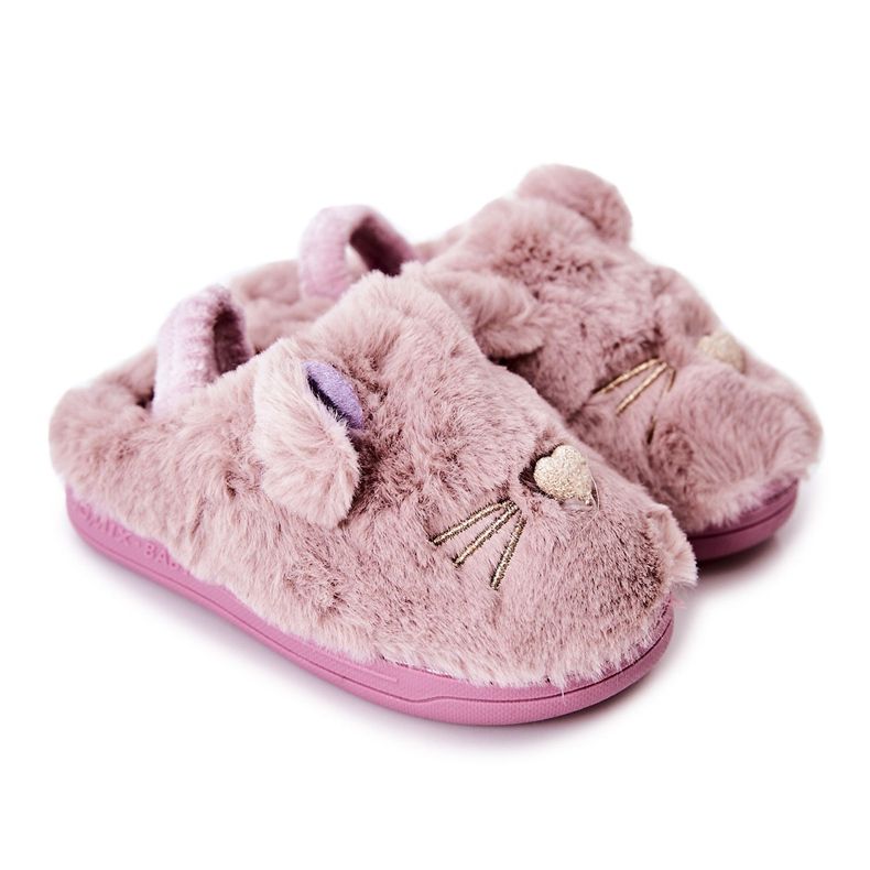 WJ1 Dziecięce Papcie Kotki Z Uszami Fioletowe Tammy