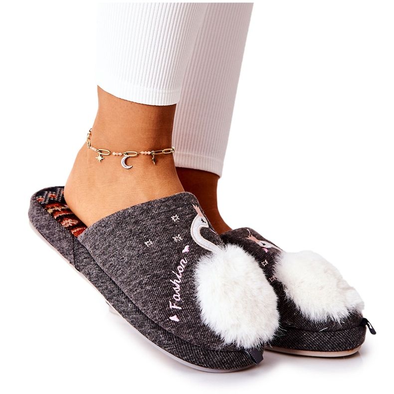 Papcie Ocieplane Łabędź Szare Reya