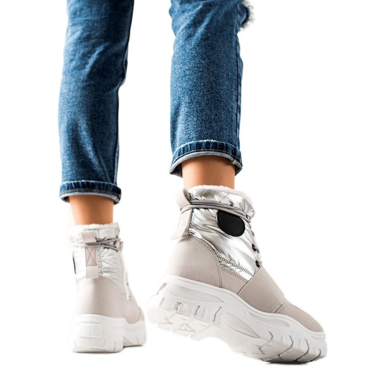 TRENDI Casualowe Śniegowce srebrny szare