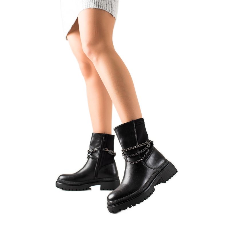 Sixth Sense Modne workety z łańcuszkiem czarne