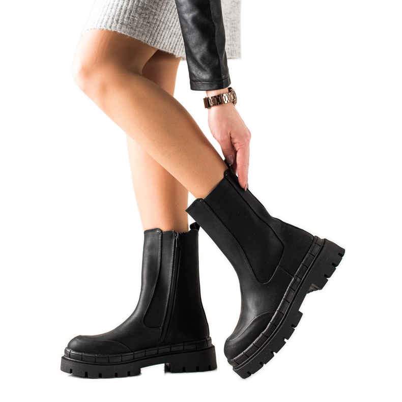 Seastar Wysokie Botki Z Eko Skóry czarne