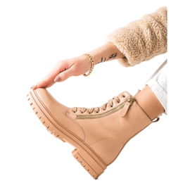 Marquiz Botki Z Ozdobnym Złotym Suwakiem beżowy