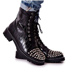 WT1 Botki Z Ćwiekami Na Suwak Czarne Sorela