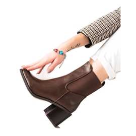 Laura Mode Eleganckie Botki brązowe