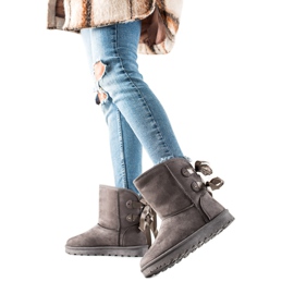 TRENDI Mukluki Z Kokardką szare