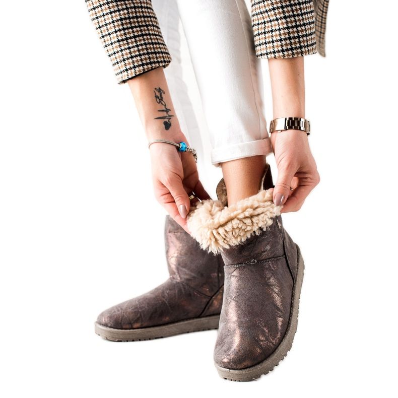 Evento Mukluki Z Brokatem brązowe