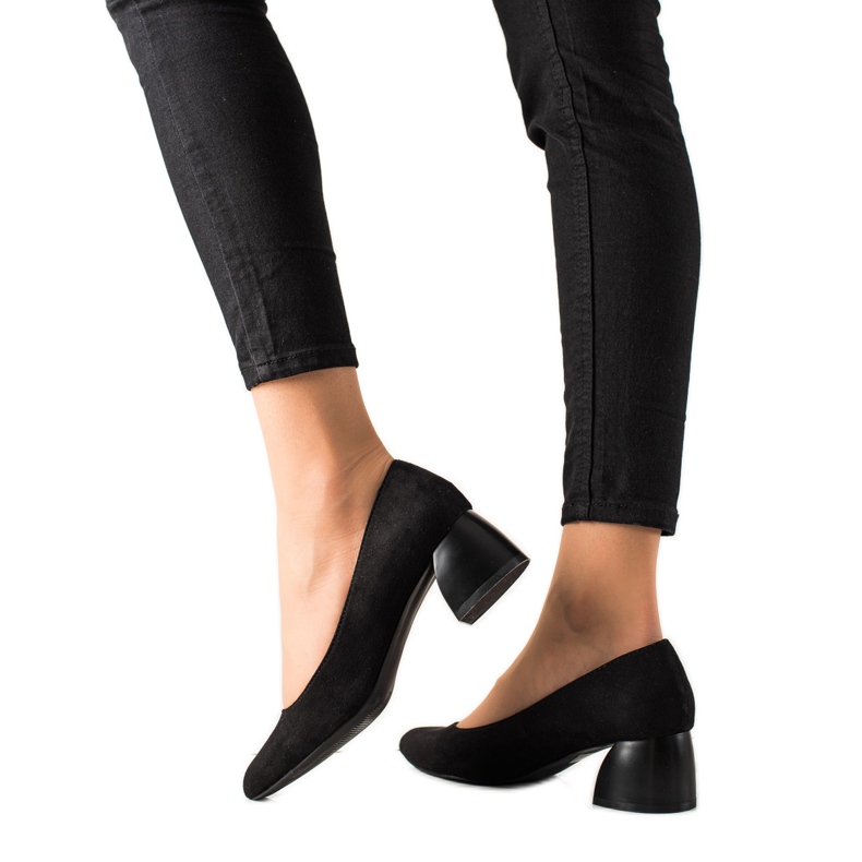 M.Daszyński Czarne Czółenka Na Niskim Obcasie