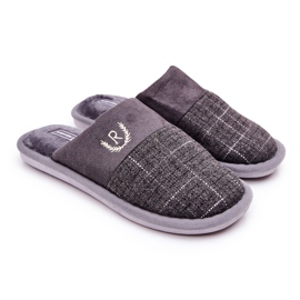 WJ1 Ocieplane Papcie W Kratkę Szare Blase