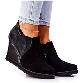 Botki Na Koturnie Zwierzęcy Wzór Monnari 0990-020 Czarne