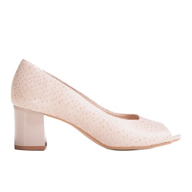 Marco Shoes Beżowe sandały Marco na stabilnym obcasie beżowy