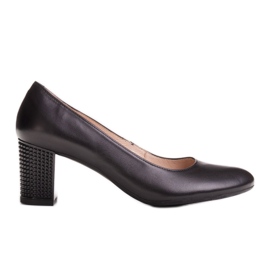 Marco Shoes Gładkie półbuty czarne 1170P z obcasem 3D