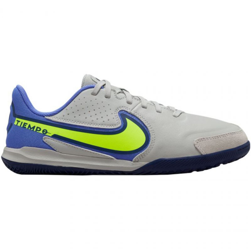 Buty piłkarskie Nike Tiempo Legend 9 Academy Ic Jr DA1329 075 zielony, niebieski, szary/srebrny odcienie szarości