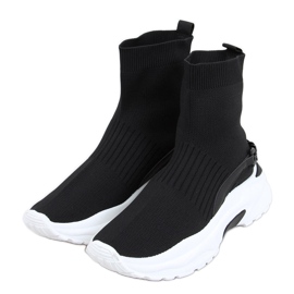 Skarpetkowe buty za kostkę Gina Black czarne