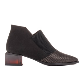 Marco Shoes Botki z nubuku z gumą w cholewce czarne