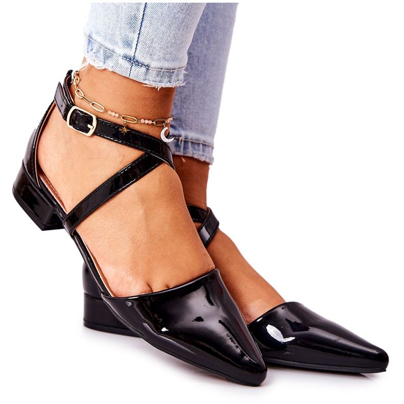 WS1 Lakierowane Czółenka Na Niskim Obcasie Black Giovanna czarne