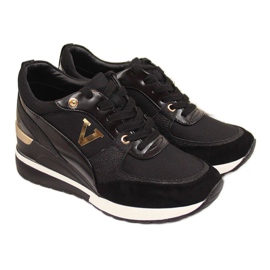 Sneakersy na koturnie Potocki W WM747A czarne złoty