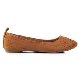 TRENDI Wygodne Ażurowe Baleriny brązowe