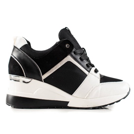 TRENDI Lekkie Sneakersy Na Koturnie białe czarne