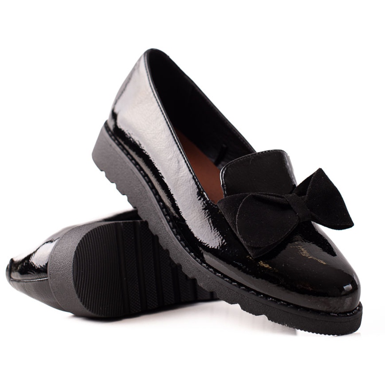 La.Fi Lakierowane półbuty z kokardą czarne