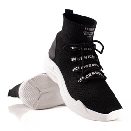 TRENDI Lekkie Tekstylne Sneakersy czarne