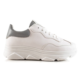 TRENDI Białe Sneakersy srebrny