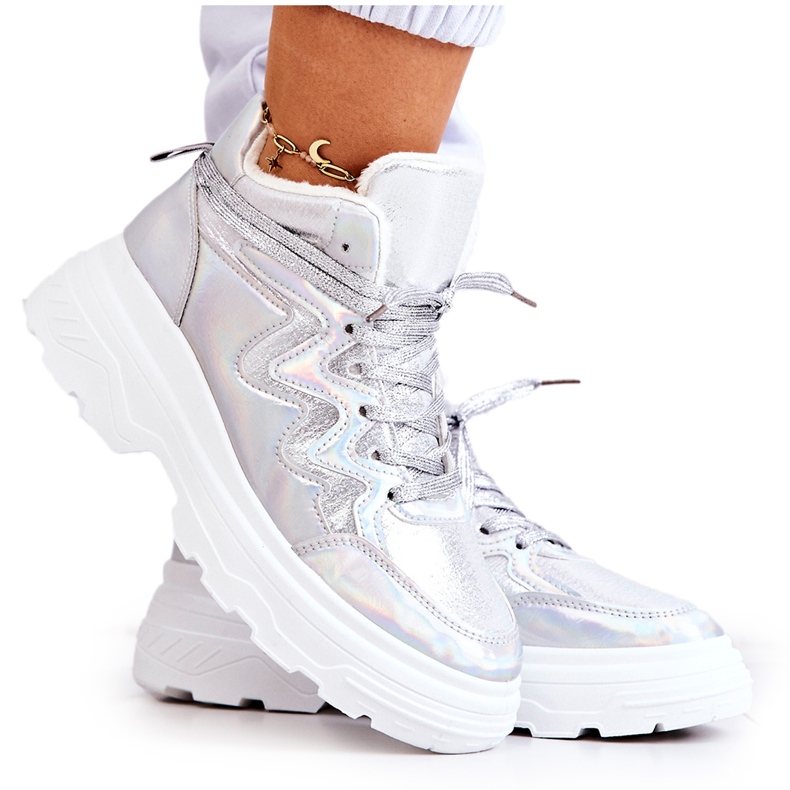 Sportowe Buty Ocieplane Srebrne Joenne srebrny