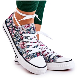 FS2 Niskie Trampki W Kwiaty Zielone Desiree