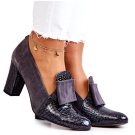 PA2 Zamszowe Wężowe Czółenka Szare Kathleen