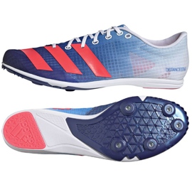 Buty kolce do biegania adidas Distancestar M GY0946 czerwone niebieskie
