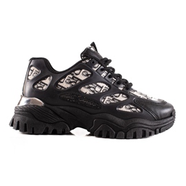 TRENDI Czarne Sneakersy Na Platformie