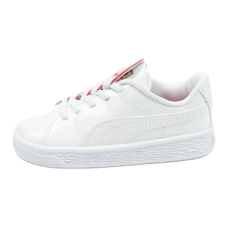 Buty Puma Basket Crush Patent Baby Jr 369675 01 białe niebieskie