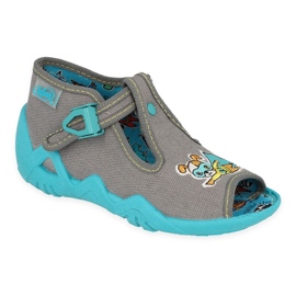 Befado kapcie dziecięce na zapinkę 217P113 szare