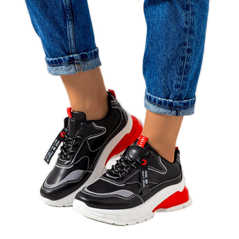 Czarne sneakersy damskie Barbo szare