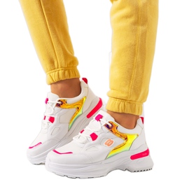 Biało różowe sneakersy z holograficznymi wstawkami Going białe