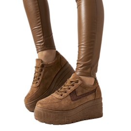 Brązowe sneakersy na wysokiej podeszwie Botan