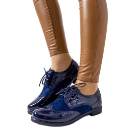 Granatowe lakierowane oksfordki Holanda