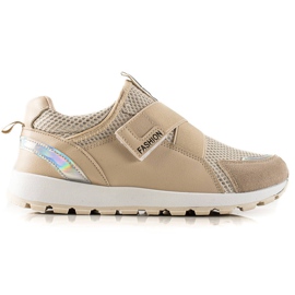 TRENDI Stylowe Sneakersy Na Rzep beżowy brązowe