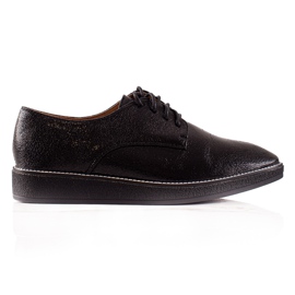 TRENDI Połyskujące Sznurowane Półbuty czarne