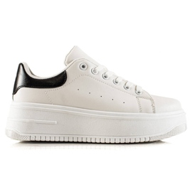 Fashion Modne Sneakersy Na Platformie białe czarne