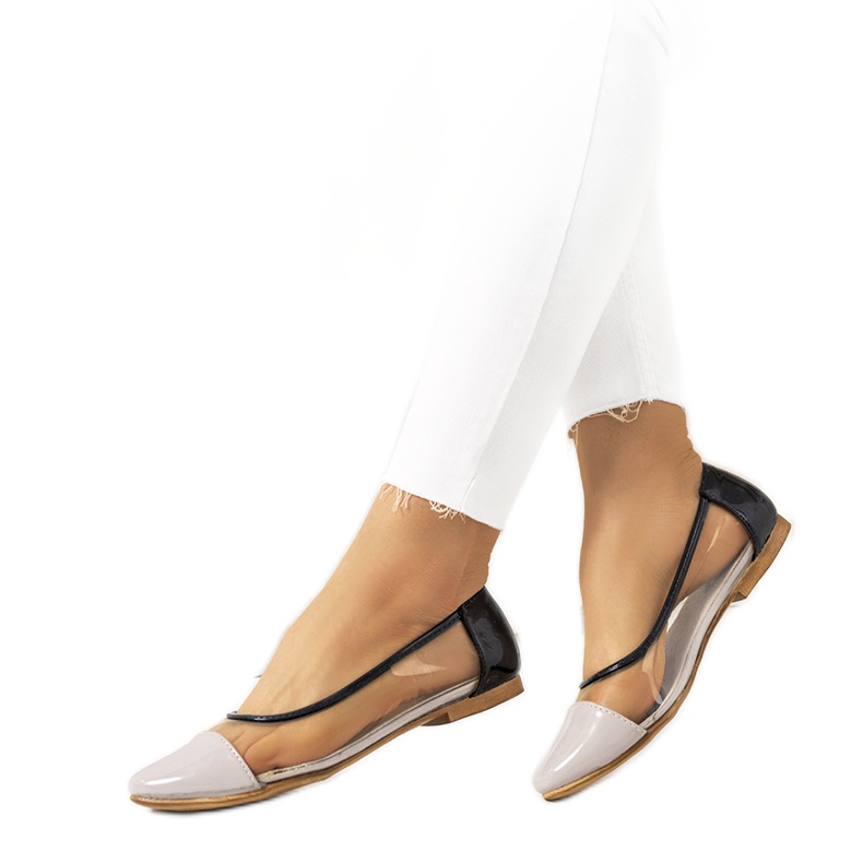 Fioletowe transparentne baleriny Pastella bezbarwne czarne