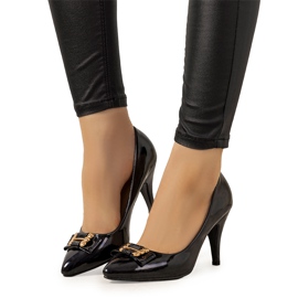 Beżowe czółenka na szpilce Precious czarne