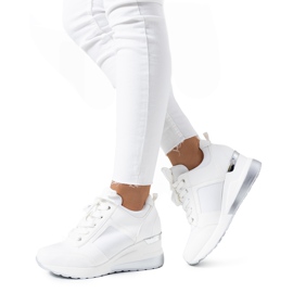 Białe sneakersy na koturnie Lockett srebrny